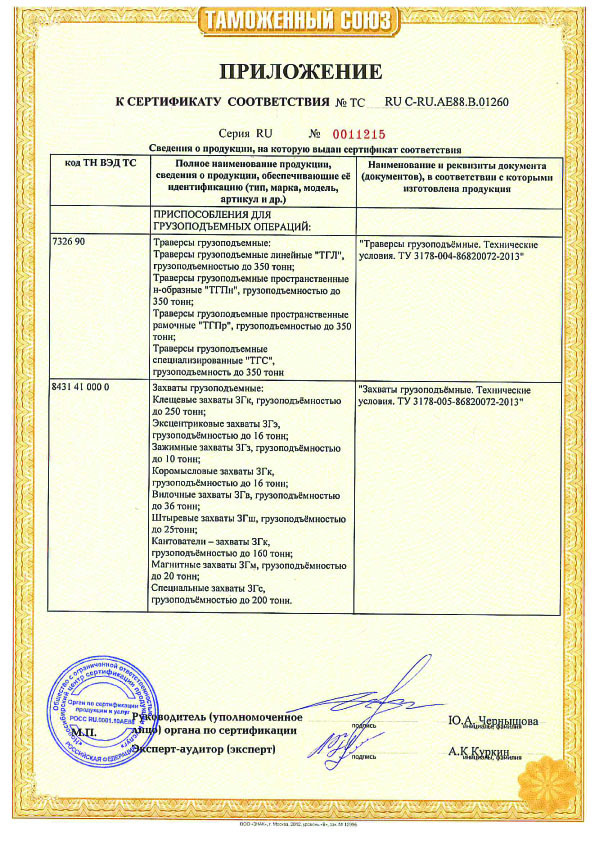 Сертификат таможенного союза лист2